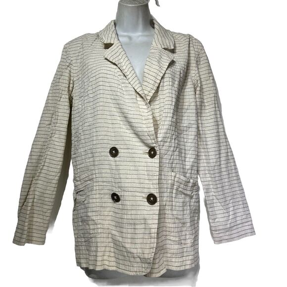 Anthropologie Cartonnier Women's Double Breasted Striped Blazer Jacket Size S - Picture 1 of 12